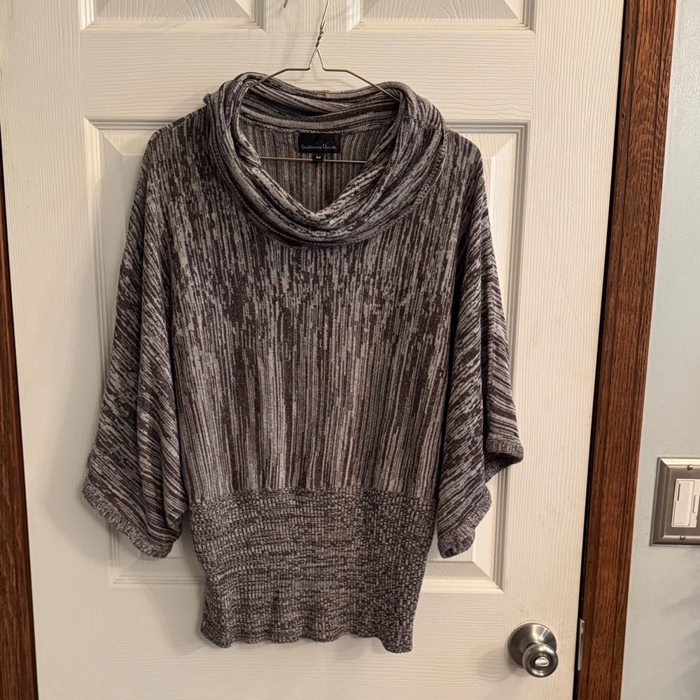 Brittany Black Marled Charcoal Cowl Neck‎ Sweater